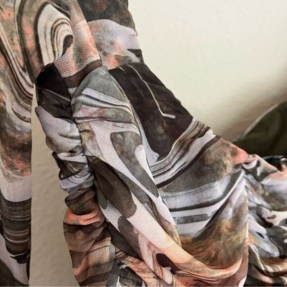 ZARA Ruched Tulle Bodycon Dress Sweetheart Neck Blogger Fave Size XS - Picture 5 of 9